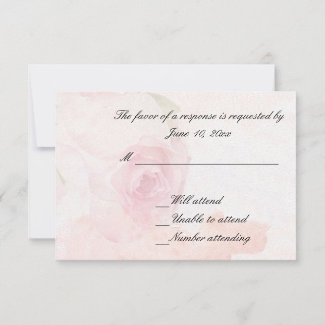 Rose Wasserfarbe | Hochzeitskarte RSVP Karte