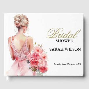 Rose Wasserfarbe Hochzeitskraut Brautparty Gästebuch