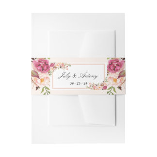 Rose Wasserfarbe Moderne trendige Hochzeit Einladungsbanderole