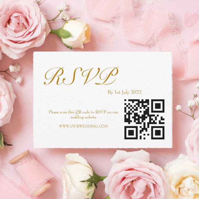 ROSE Wasserfarbe QR-Code RSVP Karte (Von Creator hochgeladen)