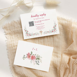 Rose Wasserfarbe und Christliche Hochzeit RSVP Karte