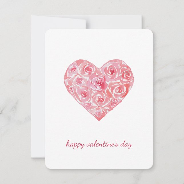 Rose Wasserfarbe  Valentinstag Feiertagskarte (Vorderseite)
