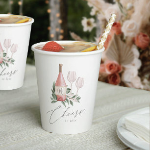 Rose Wasserfarbe Wein Botanische Feiern zur Liebe Pappbecher