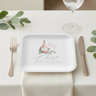 Rose Wasserfarbe Wein Botanische Feiern zur Liebe Pappteller