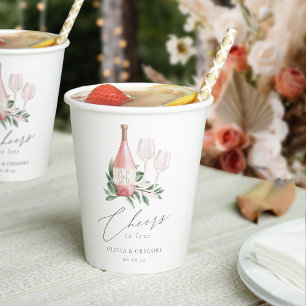 Rose Wasserfarbe Wein Feiern zur Liebe Pappbecher