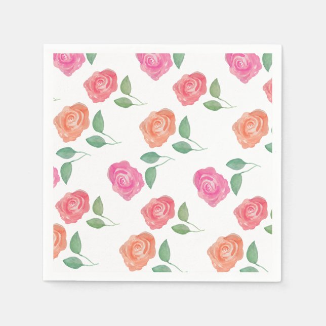 Rose Wasserfarben Serviette (Vorderseite)