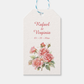 Rose Watercolor Bouquet Wedding Geschenkanhänger