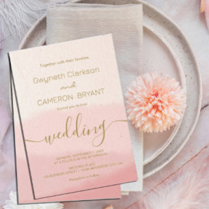 Rose Watercolor Gold Calligraphy Script Wedding Einladung