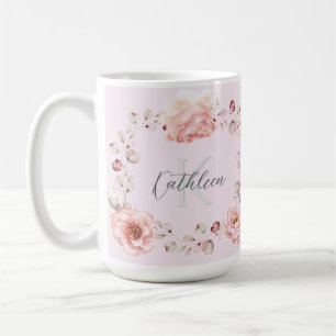 Rose Watercolor Personalisiert Pink Kaffeetasse