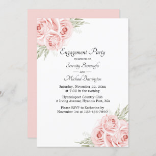  Rose Watercolor Pink Floral Engagement Party Inva Einladung