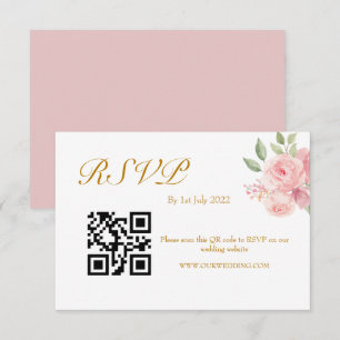 ROSE Watercolor QR-Code RSVP Karte