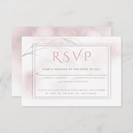 Rose Watercolor Wash Grey Willow Branch RSVP Karte