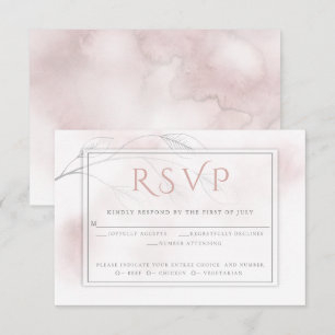 Rose Watercolor Wash Grey Willow Branch RSVP Karte