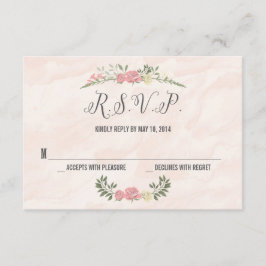 Rose Watercolor Wedding RSVP Card Karte