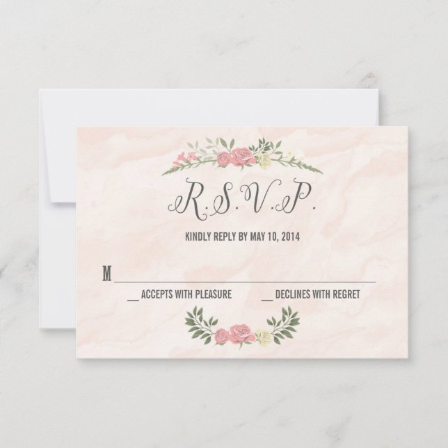Rose Watercolor Wedding RSVP Card Karte (Vorderseite)