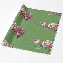 Rose Watercolor Wrapping Paper, 30 in x 2 ft