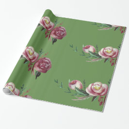 Rose Watercolor Wrapping Paper, 30 in x 2 ft Geschenkpapier