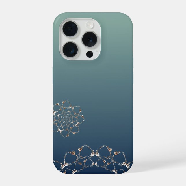 Rose Web Gradient Blue iPhone Hülle (Rückseite)