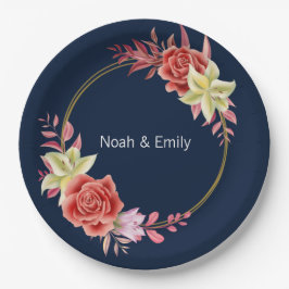 Rose Wedding Classic Round Aufkleber Pappteller