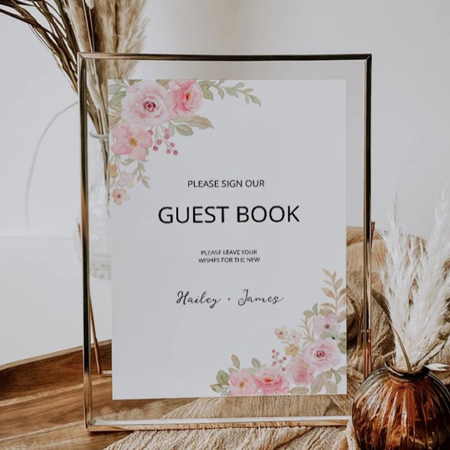 Rose Wedding Guest Book Sign Template Einladung (Rose Wedding Guest Book Sign Template)