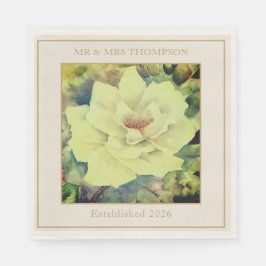 Rose Wedding Napkins | Sage & Ivory Floral | Custo Serviette