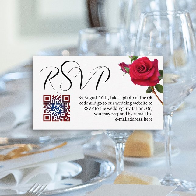 Rose Wedding RSVP QR Code Enclosure Card Begleitkarte (Von Creator hochgeladen)