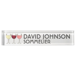 Rosé-Weingläser Sommelier Namensplakette