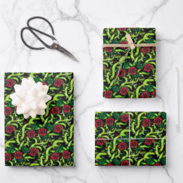 Rose Weintrauben Gotische Weihnachten Geschenkpapier Set