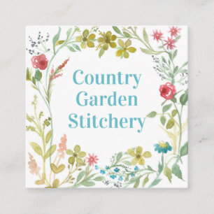 Rose Wildblume Wreath Wasserfarbe Botanische Quadratische Visitenkarte