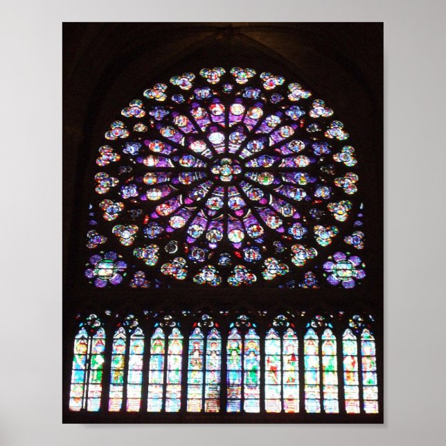 Rose Window Cathedral Notre Dame, Paris, Frankreic Poster (Vorne)