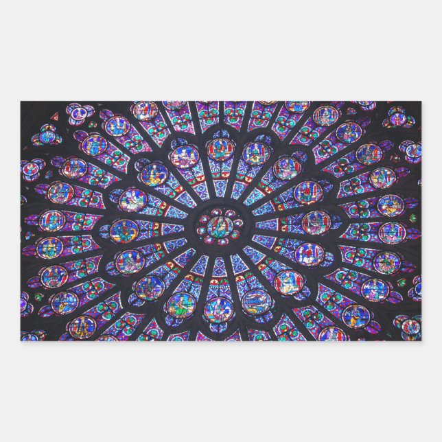 Rose Window Paris Rechteckiger Aufkleber (Vorderseite)
