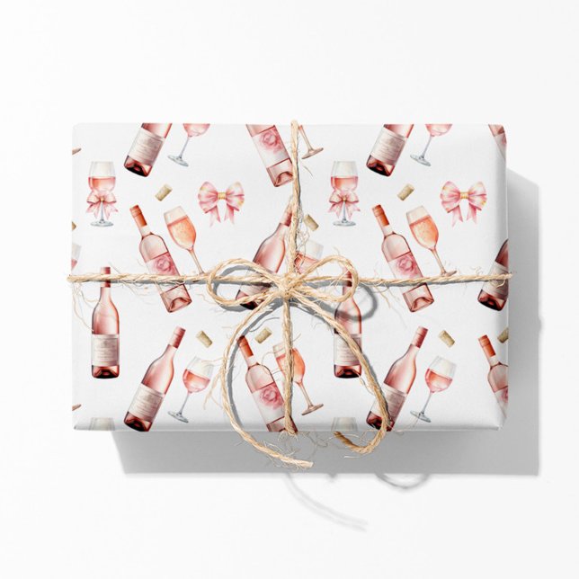 Rosé Wine Lover Geschenkpapier Set (rosé wine lover watercolor gift wrap paper
)