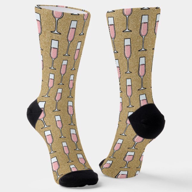 Rose Wine Pattern Gold Socken (Gewinkelt)