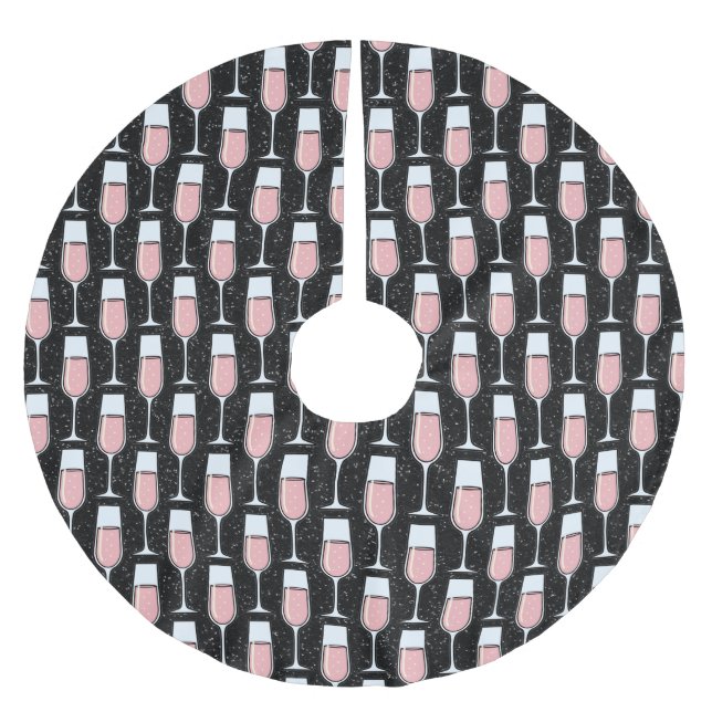 Rose Wine Pattern Polyester Weihnachtsbaumdecke (Vorderseite)