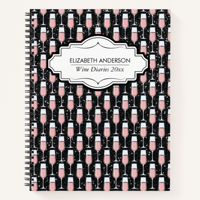 Rose Wine Pattern - Wine Diaries Notizbuch (Vorderseite)