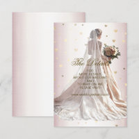 Rose Winter Wedding Bride Golden Shiny Hearts