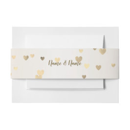 Rose Winter Wedding Bride Golden Shiny Hearts Einladungsbanderole