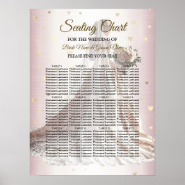 Rose Winter Wedding Bride Golden Shiny Hearts Poster