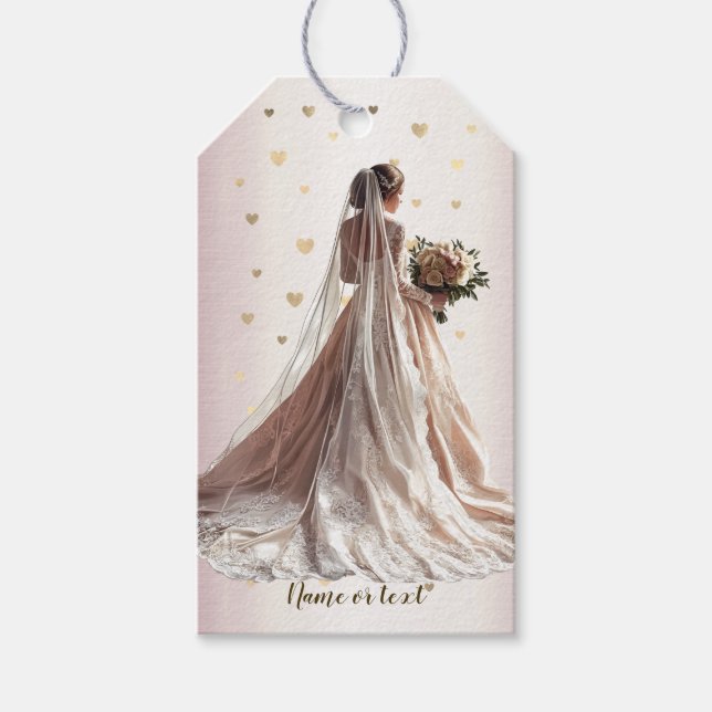 Rose Winter Wedding Bride Golden Shiny Party Geschenkanhänger (Vorderseite)