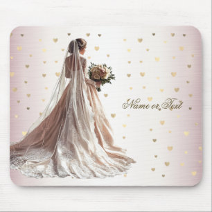 Rose Winter Wedding Bride Golden Shiny Party Mousepad