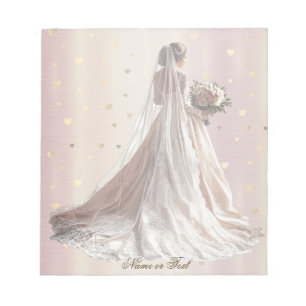Rose Winter Wedding Bride Golden Shiny Party Notizblock