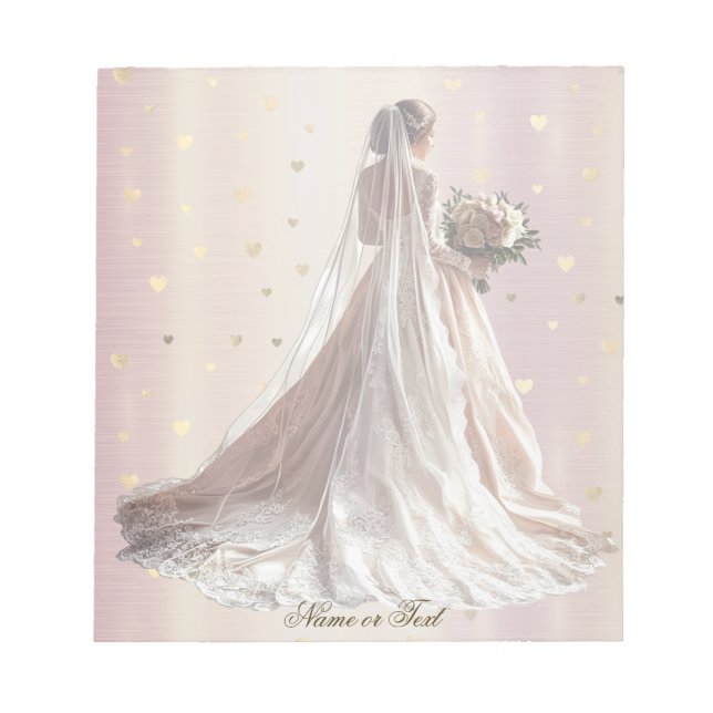 Rose Winter Wedding Bride Golden Shiny Party Notizblock (Vorderseite)