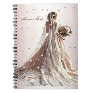 Rose Winter Wedding Bride Golden Shiny Party Notizblock