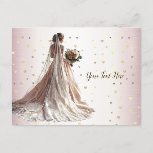 Rose Winter Wedding Bride Golden Shiny Party Postkarte