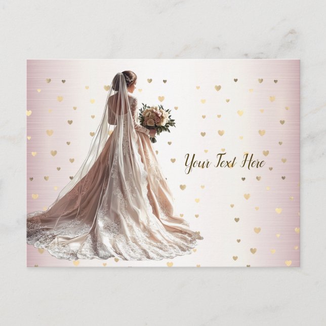 Rose Winter Wedding Bride Golden Shiny Party Postkarte (Vorderseite)