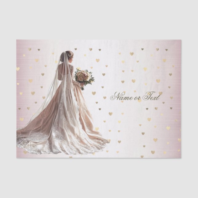 Rose Winter Wedding Bride Golden Shiny Party Seidenpapier (Vorderseite)