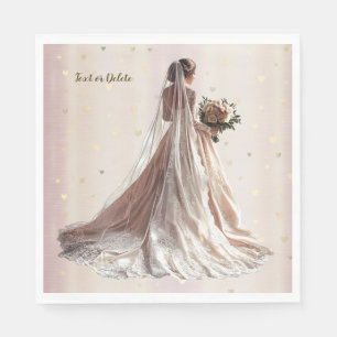 Rose Winter Wedding Bride Golden Shiny Party Serviette