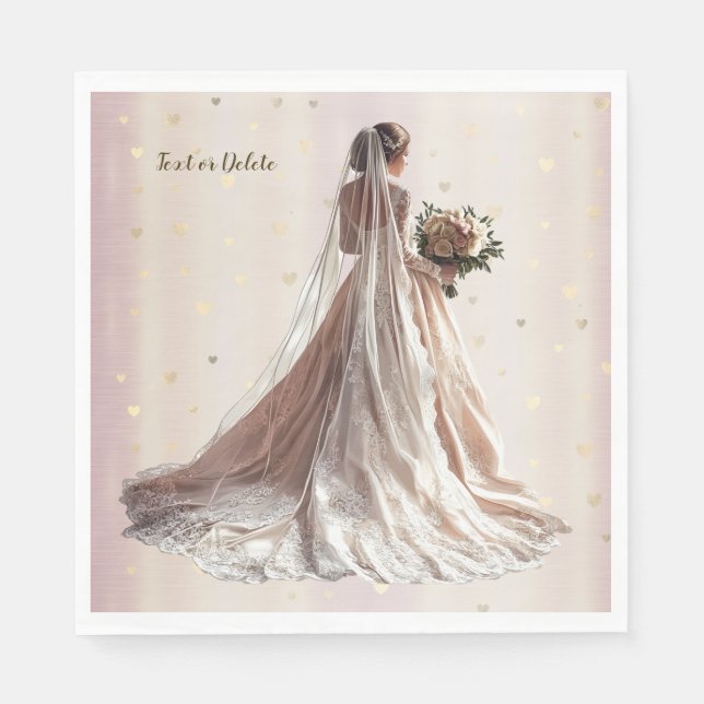Rose Winter Wedding Bride Golden Shiny Party Serviette (Vorderseite)