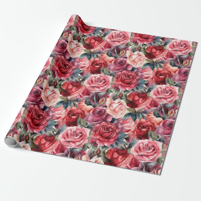Rose-Wrapping Paper Roll Geschenkpapier (Ungerollt)