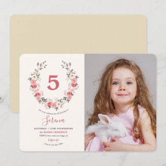 Rose Wreath 5. Geburtstag Einladung